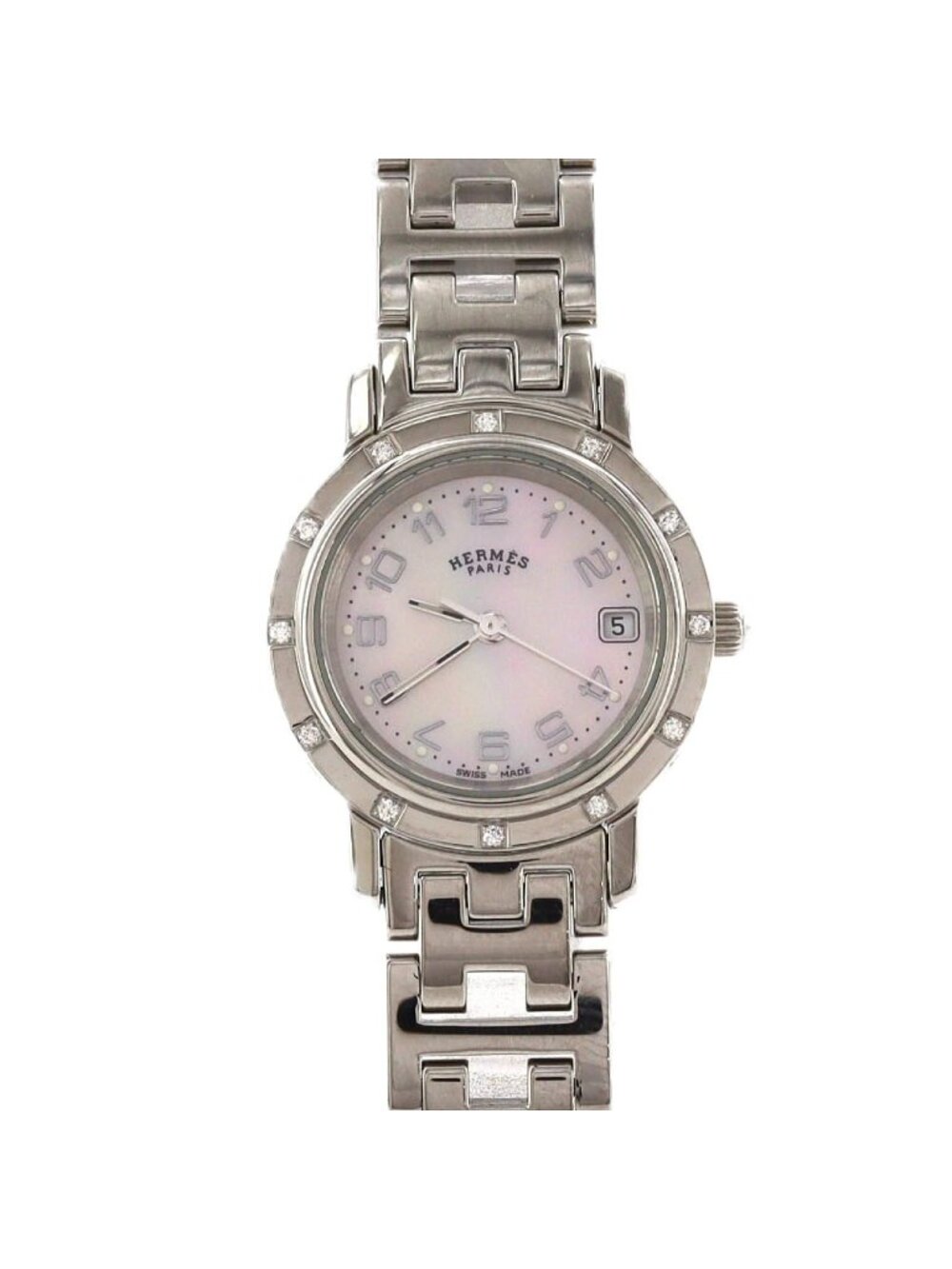 Hermes Clipper Nacre SS Quartz Watch